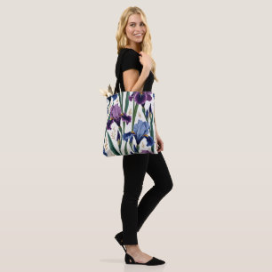 Tote Bag Majestic Iris Garden Elegant Floral Design