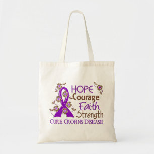 Tote Bag Maladie de Crohn de la force 3 de foi de courage
