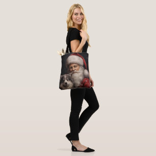 Tote Bag Malamute d'Alaska avec Noël du Père Noël