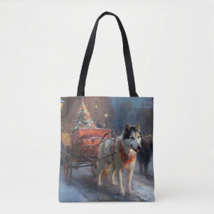 Tote Bag Malamute d'Alaska Saison de Noël festive