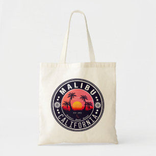 Tote Bag Malibu California Retro Sunset Palm Trees 60s