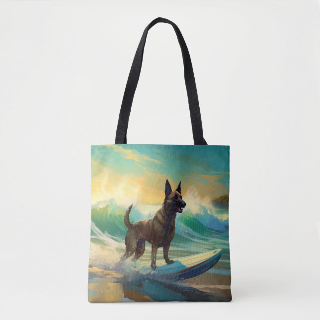 Tote Bag Malinoi Beach Surf Peinture belge (Devant)