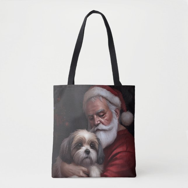 Tote Bag Malti Tzu Avec Noël Festif Du Père Noël (Devant)