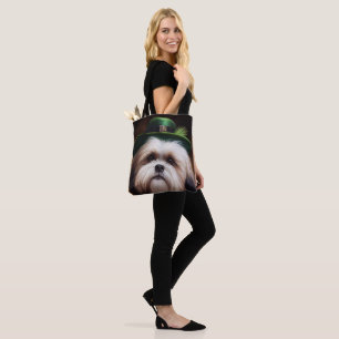 Tote Bag Malti Tzu Chien en Robe de la Saint Patrick