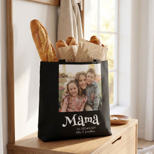 Tote Bag Mama Établi Photo Nom Enfants Texte Amusant