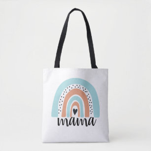 Tote Bag Mama Rainbow Blue Peach