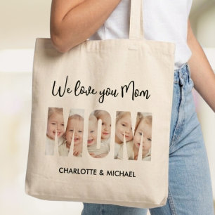 Tote Bag Maman 3 Photos Découpe Lettres