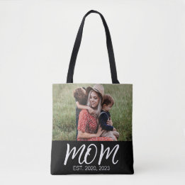 Tote Bag Maman a établi une photo noire de script