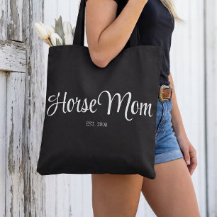 Tote Bag Maman Cheval Écriture Noire Établi