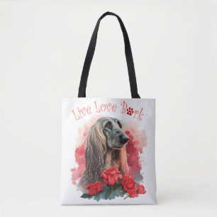 Tote Bag Maman Chien Afghan Hound Floral