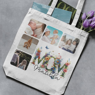 Tote Bag Maman Cute Floral Meadow Photo Collage