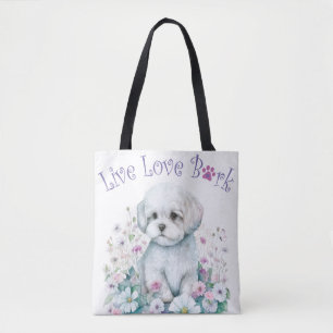 Tote Bag Maman de chien maltais Floral