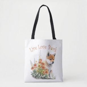 Tote Bag Maman de chien Shiba Inu Floral