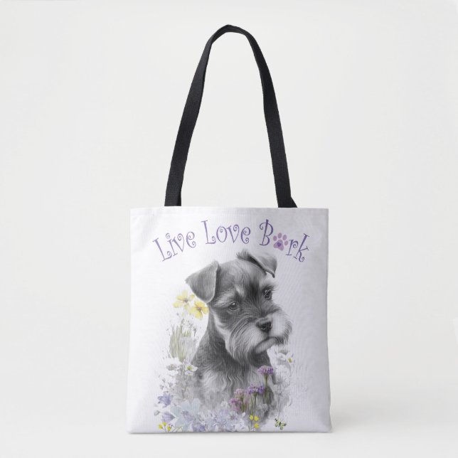 Tote Bag Maman de Schnauzer Fleurs (Devant)