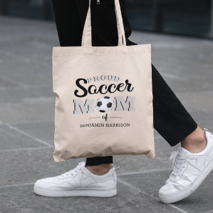 Tote Bag Maman de soccer fière personnalisée
