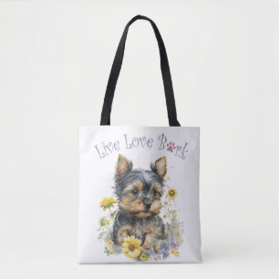 Tote Bag Maman de Yorkie Floral