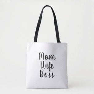 Tote Bag Maman femme patron blanc script personnalisé mign