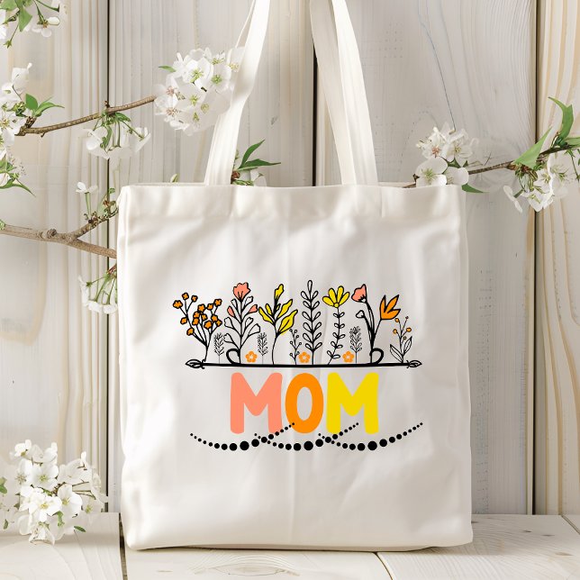 Tote Bag Maman Fleurs botaniques florales modernes tendance (Créateur téléchargé)