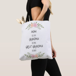Tote Bag Maman, grand-mère, grand-mère Dates de famille per