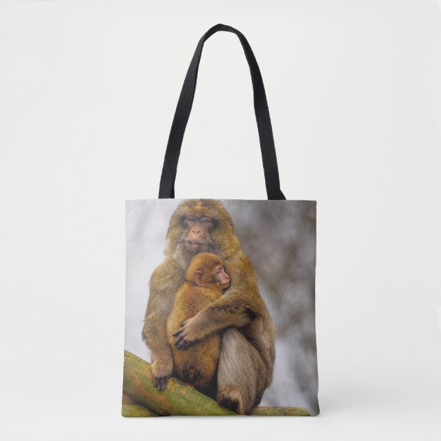 Tote Bag Maman macaque barbare et bébé (Devant)