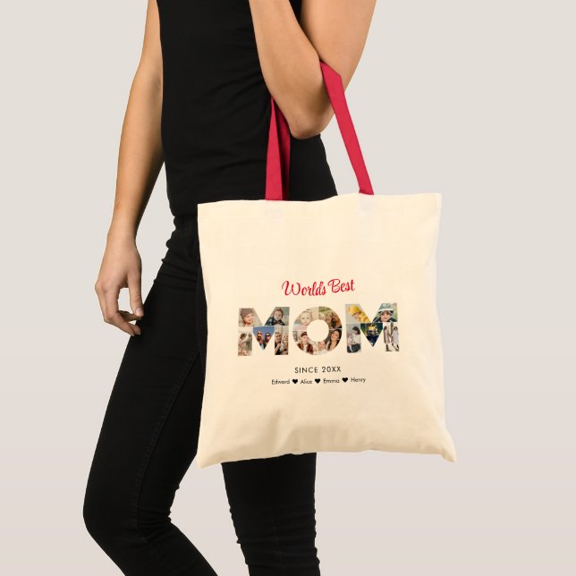 Tote Bag Maman Photo Collage Couper Fête des mères Annivers (Devant (produit))