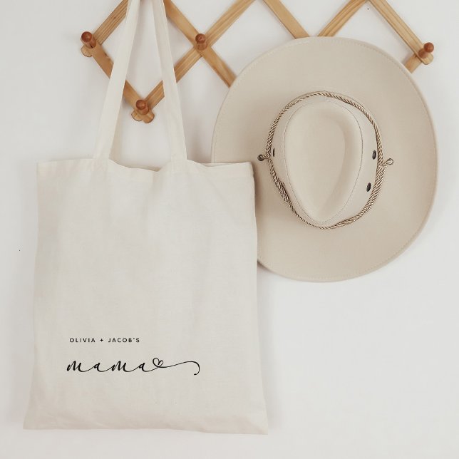 Tote Bag Maman | Script chic et coeur avec des noms d'enfan (Créateur téléchargé)