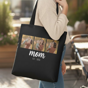 Tote Bag Maman Script Établie Noir 3 Photos