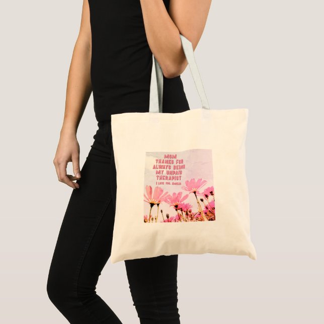 Tote Bag Maman Thérapeute non payée Funny Floral Fête des M (Devant (produit))