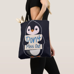 Tote Bag Manchot avec Panneau Motivation - Ne Manquez Rien