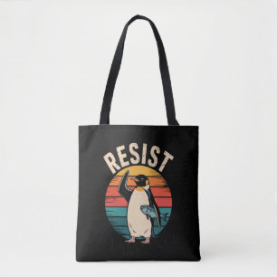 Tote Bag Manchot drôle résiste à la protestation contre les