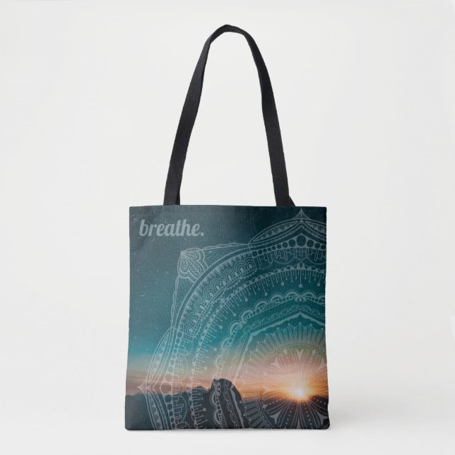 Tote Bag Mandala Art Night Sky Stars Texte Personnalisé Res (Devant)