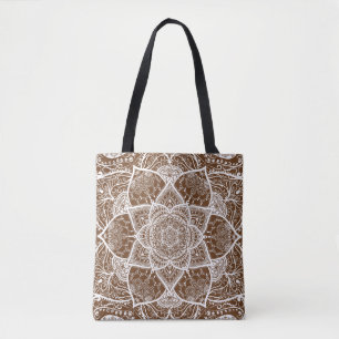 Tote Bag Mandala Brown et blanc - Loergann en Acorn