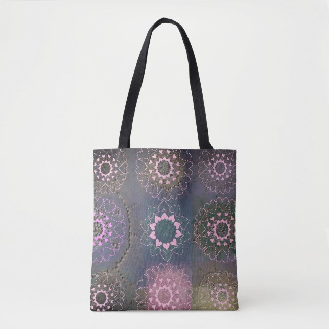 Tote Bag Mandala Coeurs roses (Devant)