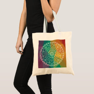 Tote Bag Mandala flower india arc-en-ciel boho design color