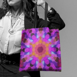 Tote Bag Mandala Flower rose orange et violet