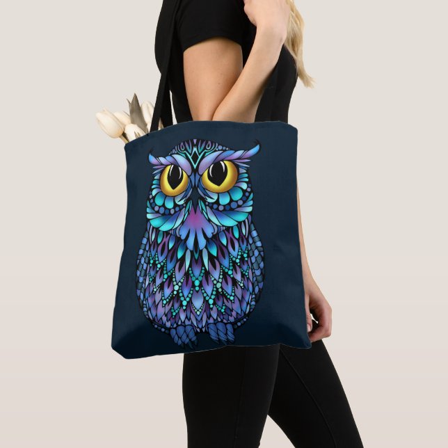 Tote Bag Mandala Owl (De près)