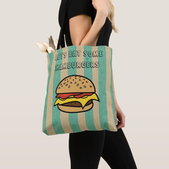 Tote Bag Mangeons quelques hamburgers art rétro Cool (De près)