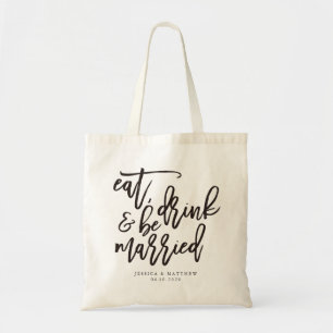 Tote Bag Manger, boire & être marié calligraphie mariage