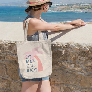 Tote Bag Manger Plage Dormir Répéter Aquarelle Palmier