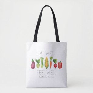 Tote Bag Manger Sain Sentir Bien Légumes Biologiques Aquare