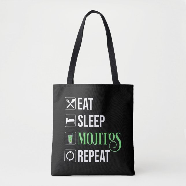 Tote Bag Mangez des mojitos du sommeil Répéter (Devant)
