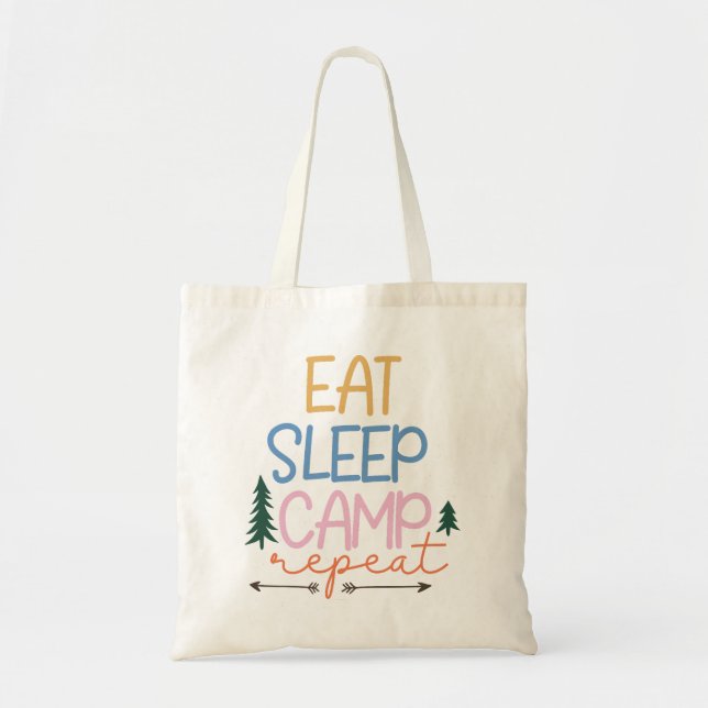 Tote Bag Mangez le camp de sommeil Répéter drôle (Devant)