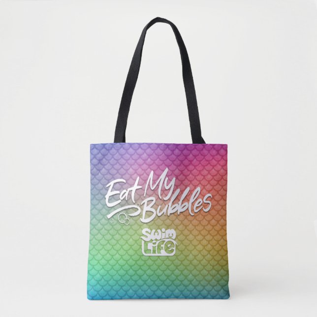 Tote Bag "Mangez mes bulles" Rainbow écailles natation (Devant)