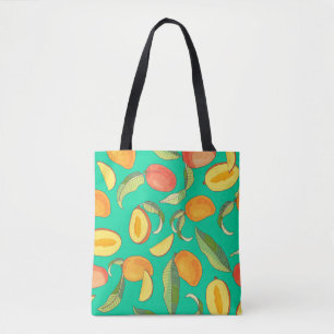 Tote Bag Mango. Motif sans couture avec tropique jaune et r