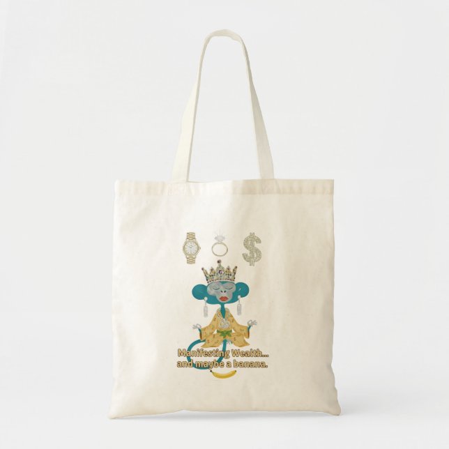 Tote Bag Manifesting Wealth Monkey zen art  (Devant)