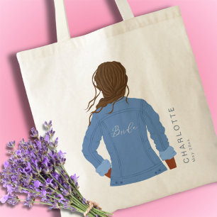 Tote Bag Manteau en denim dessiné à la main Mariée aux chev