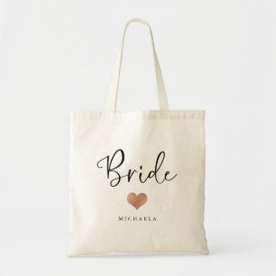 Tote Bag Manuscrit et coeur à la mode de la jeune mariée 