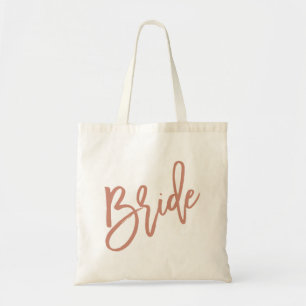 Tote Bag Manuscrit rose d'or de jeune mariée
