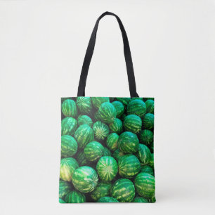 Tote Bag Many watermelons on the market background