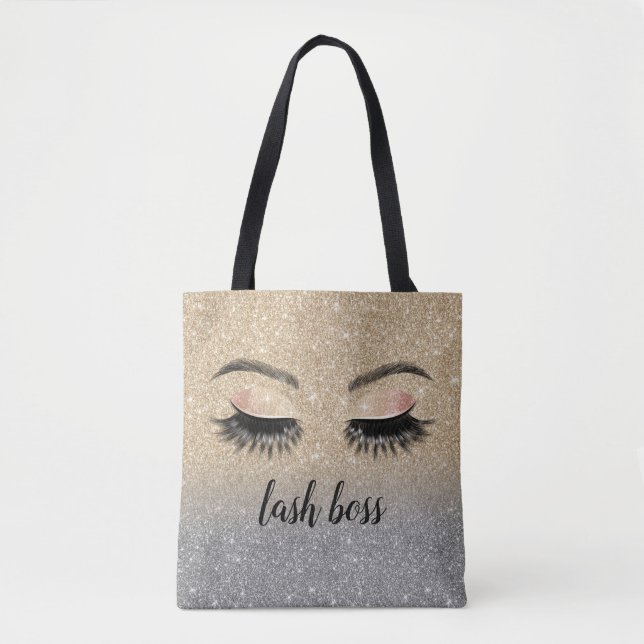 Tote Bag Maquillage Eyelash Artiste Lash Boss Chic Gold Par (Devant)